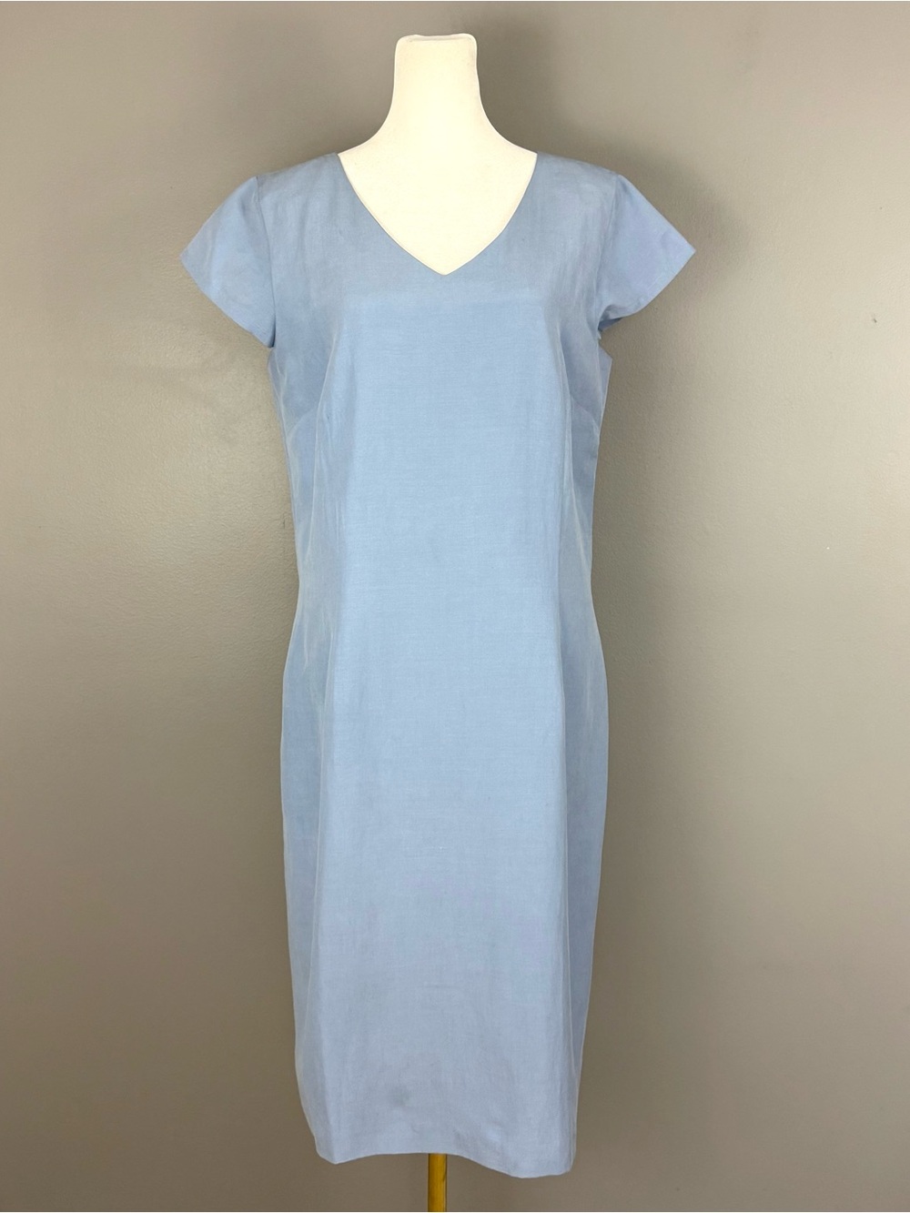 Coldwater Creek Silk Linen Blue Sheath Dress Size 10